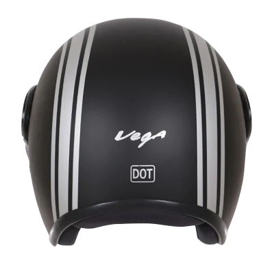 Vega Jet Old School W/Visor Dull Black Silver