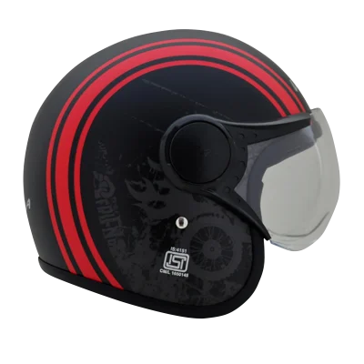 Vega Jet Old School W/visor Dull Black Red