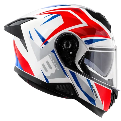 Vega Boolean Optimus Flip-up Helmet w/spoiler White red