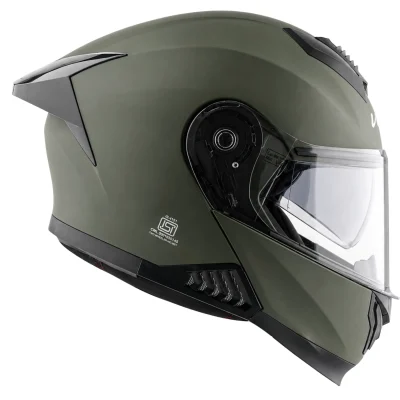 Vega Boolean Flip up Helmet w/spoiler Dull battle green