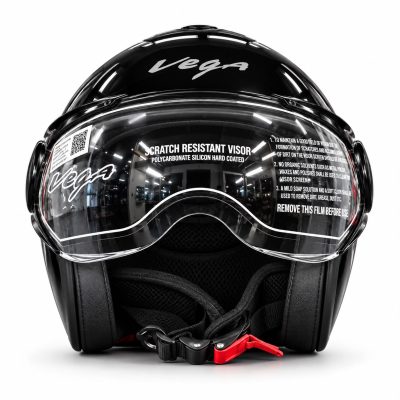 Vega jet w / visor glossy black